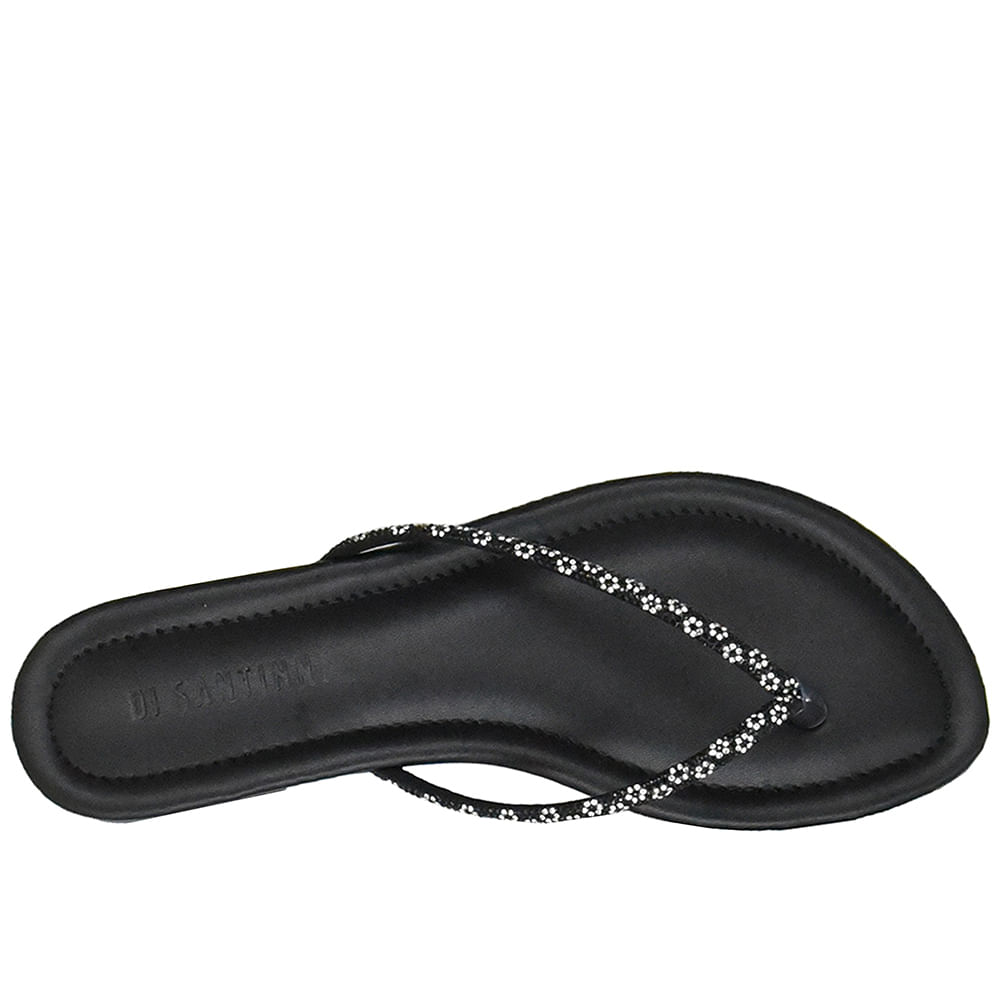 Chinelo com Brilhos de Flor Di Santinni Feminino Preto
