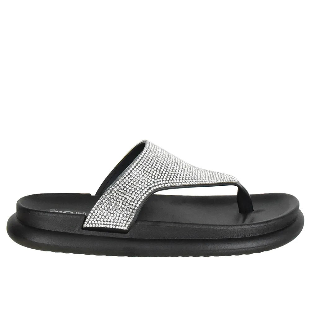 Chinelo de Dedo com Strass Di Santinni Feminino Preto