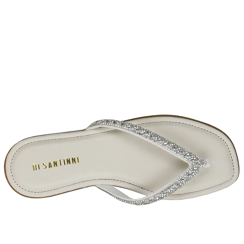 Chinelo Quadrado com Tira de Strass Di Santinni Feminino Branco