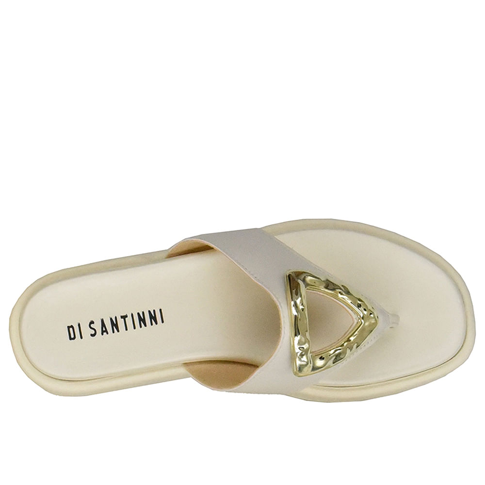Chinelo com Tiras Largas e Detalhe em Metal Di Santinni Feminino Off White