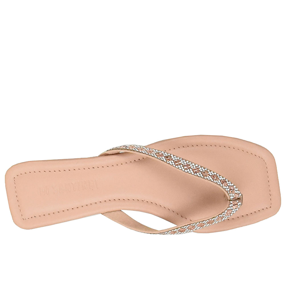 Chinelo Feminino Quadrado com Strass Di Santinni Rosa