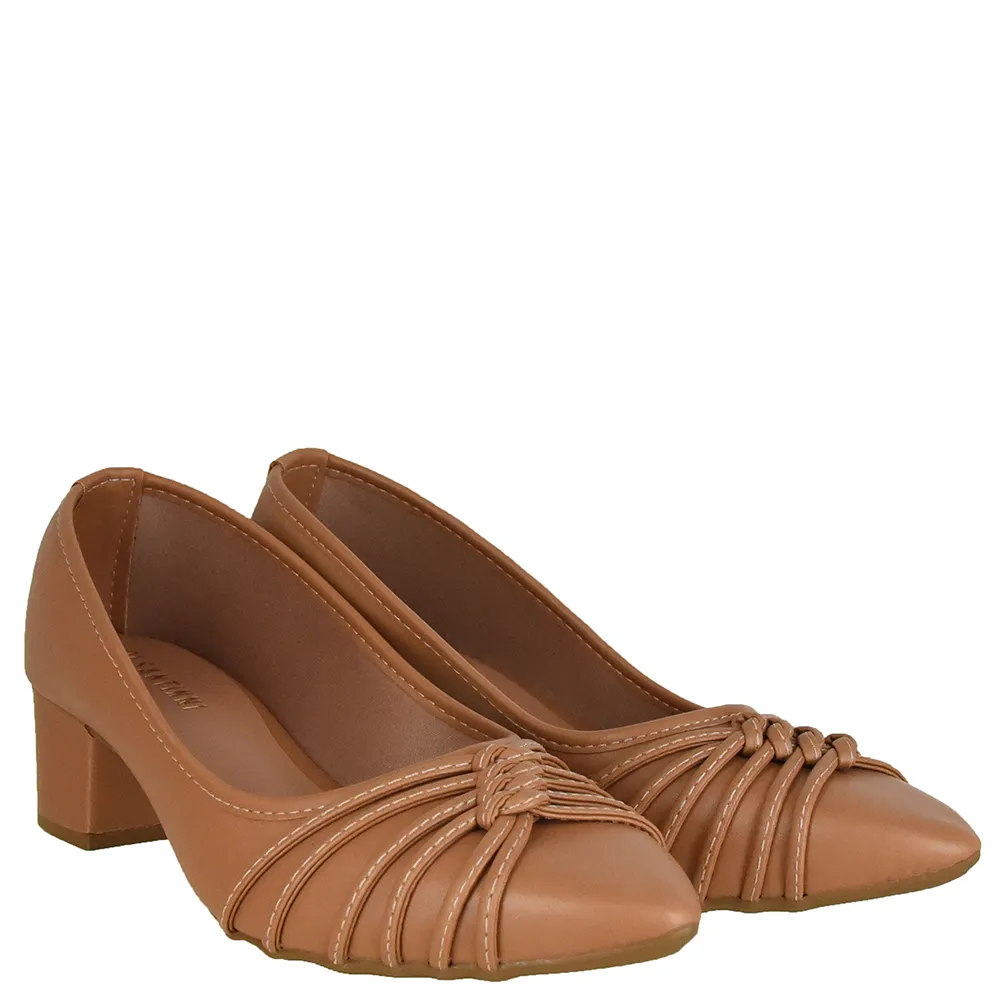 Scarpin Salto Baixo com Tirinhas Feminino Di Santinni Caramelo