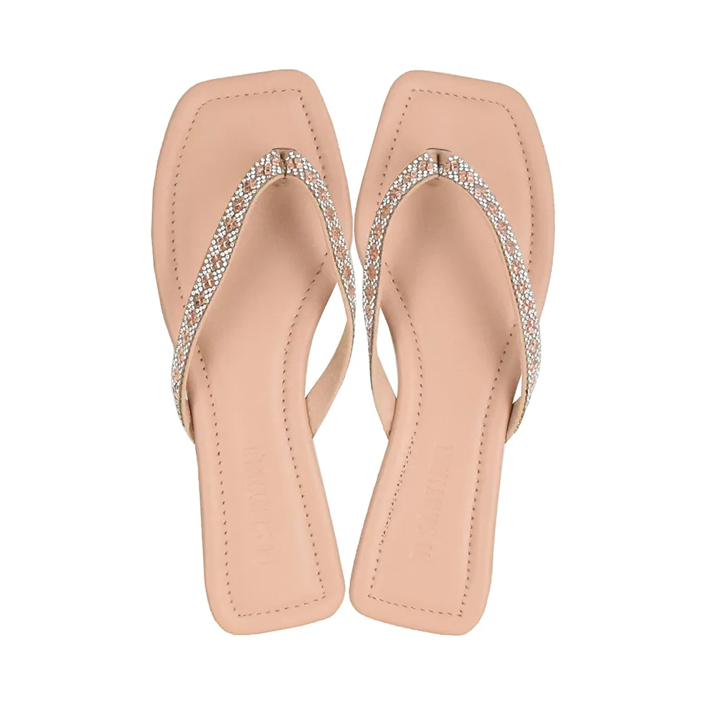 Chinelo Feminino Quadrado com Strass Di Santinni Rosa