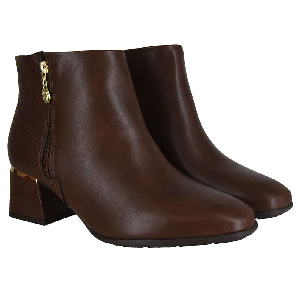 Bota Salto Baixo Textura Crocodilo Modare Feminina Marrom