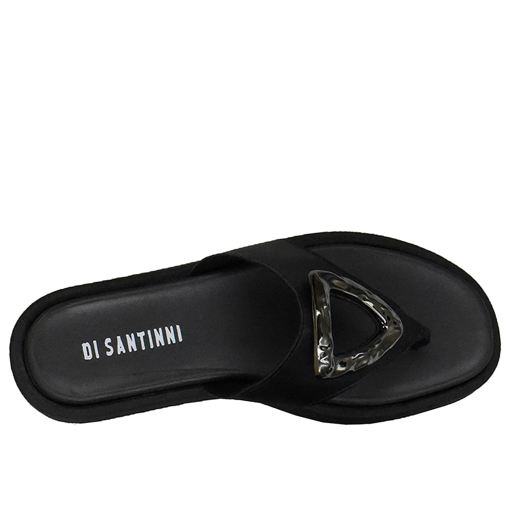 Chinelo com Tiras Largas e Detalhe em Metal Di Santinni Feminino Preto
