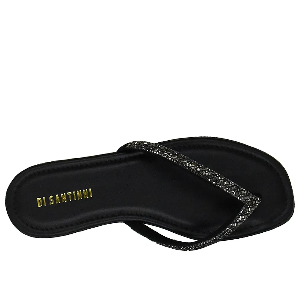Chinelo Quadrado com Tira de Strass Di Santinni Feminino Preto