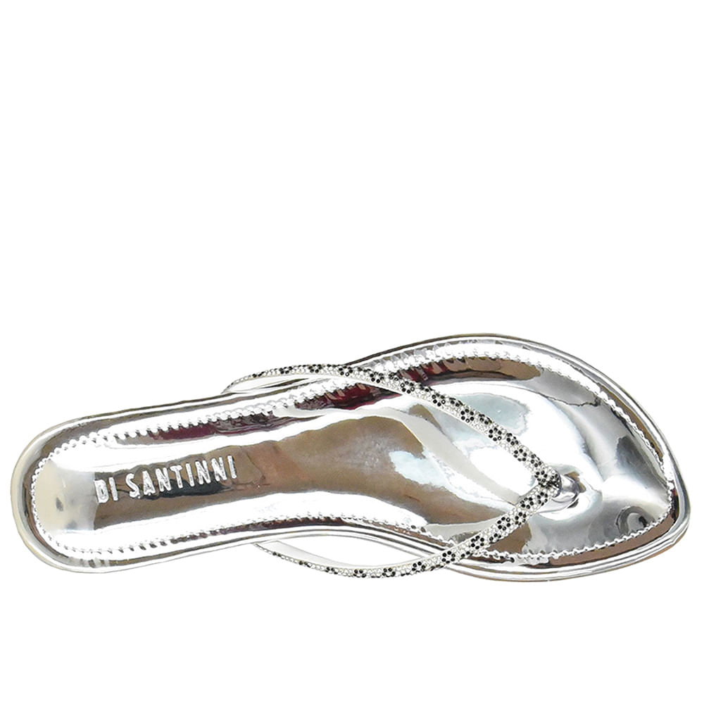 Chinelo com Brilhos de Flor Di Santinni Feminino Prata