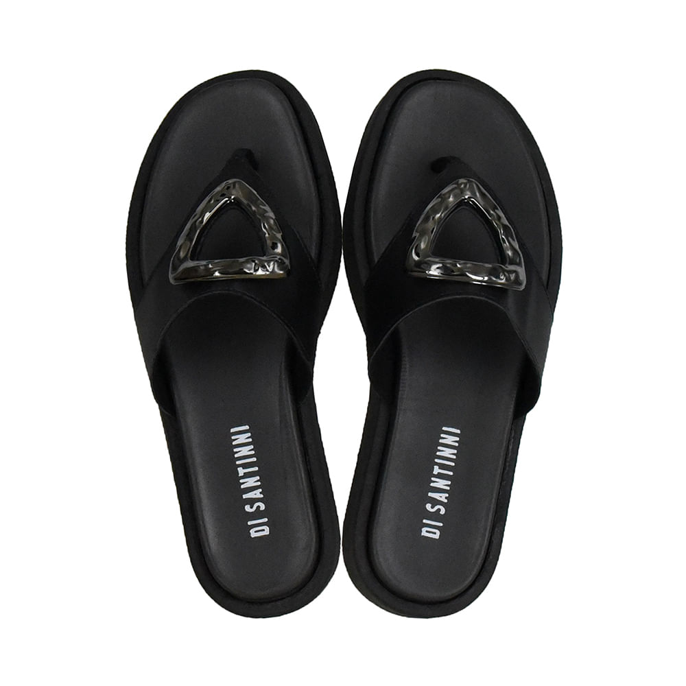 Chinelo com Tiras Largas e Detalhe em Metal Di Santinni Feminino Preto