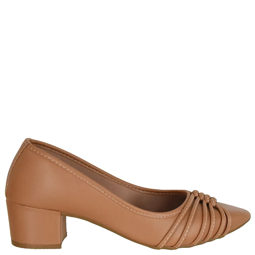 Scarpin Salto Baixo com Tirinhas Feminino Di Santinni Caramelo